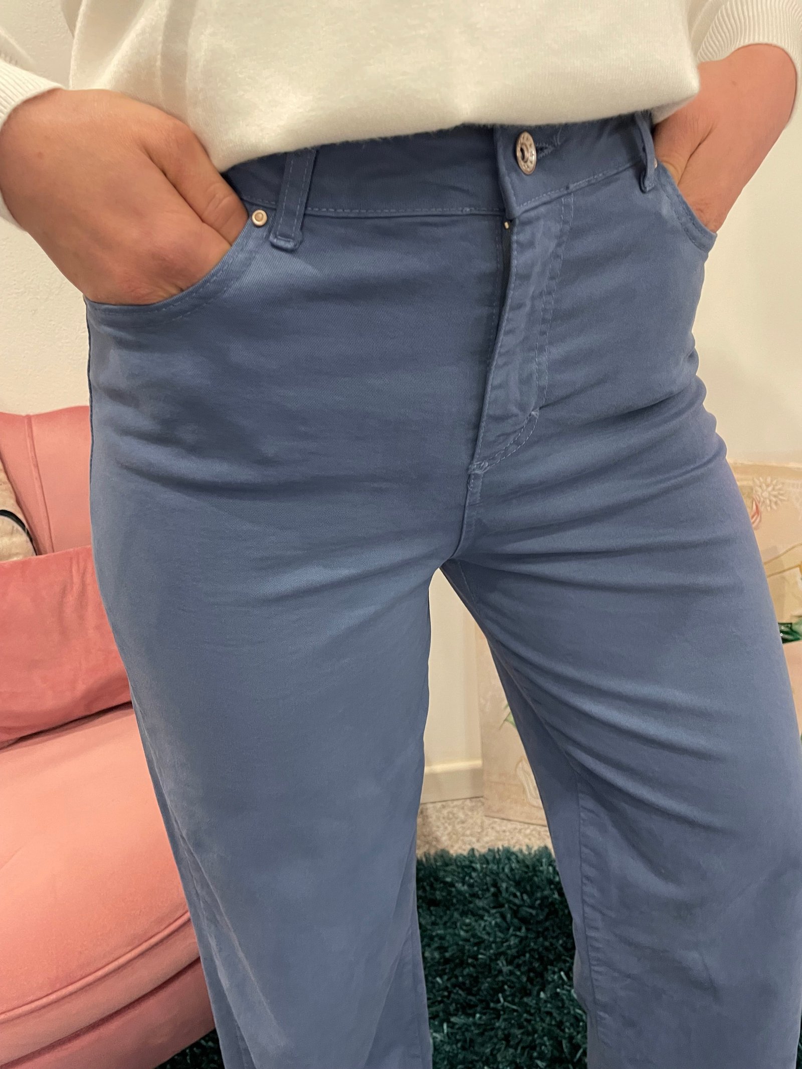 Jeans wide leg frange
