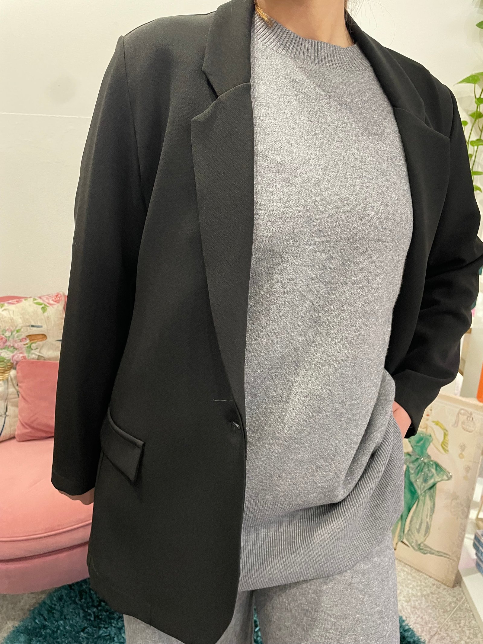Blazer Nero in Scuba Crepe – Linea Essenziale