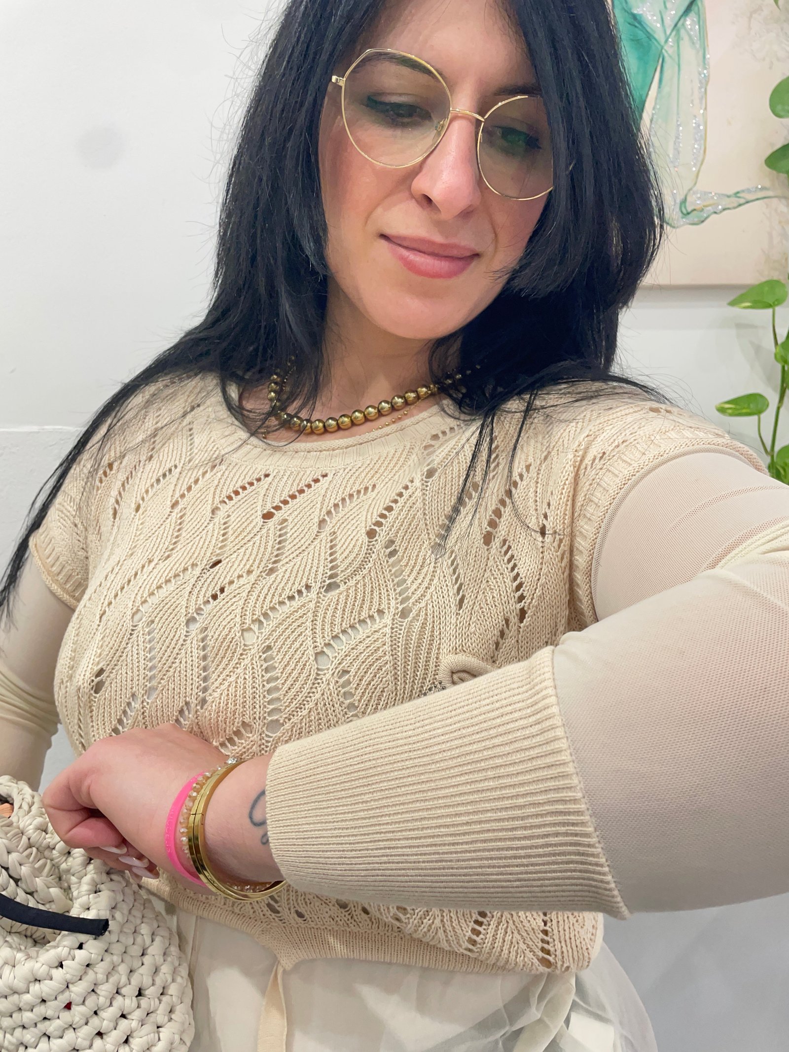 Maglia “Sabbia chic” macramé