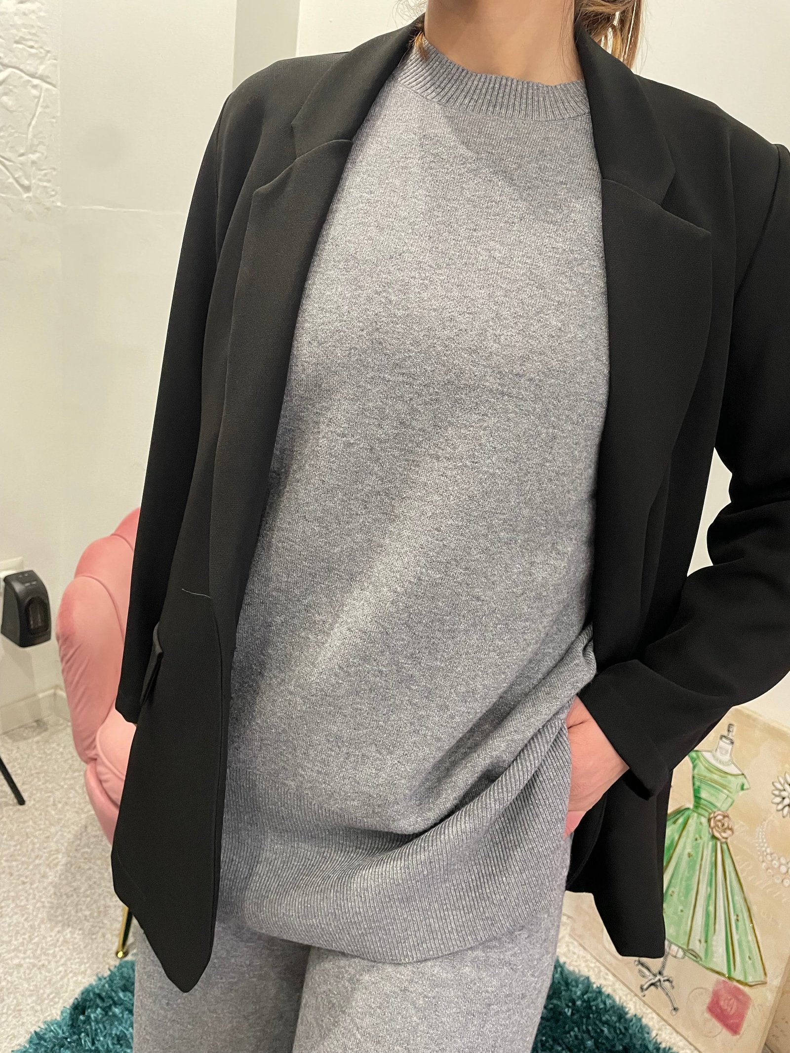 Blazer Nero in Scuba Crepe – Linea Essenziale