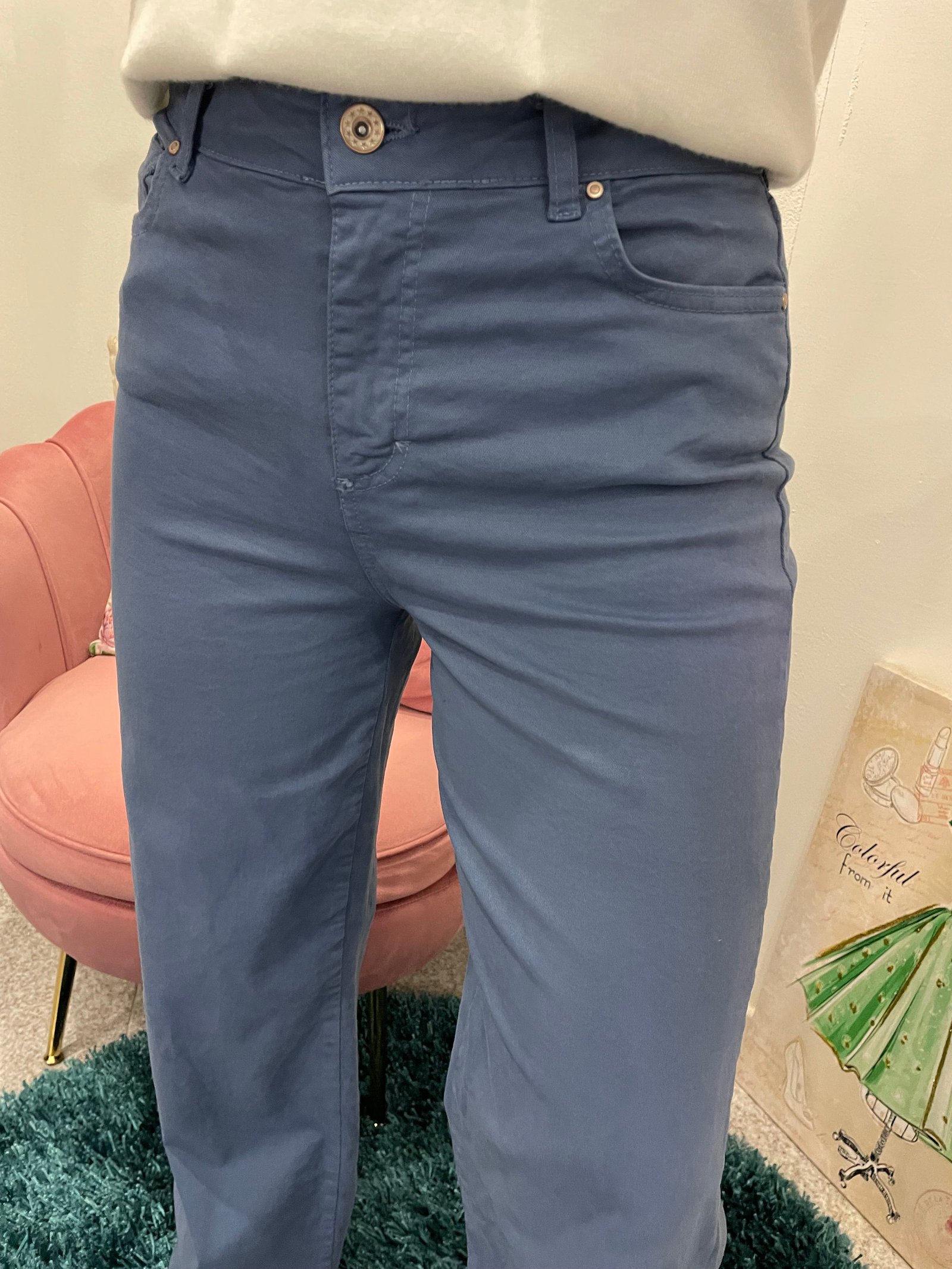 Jeans wide leg frange