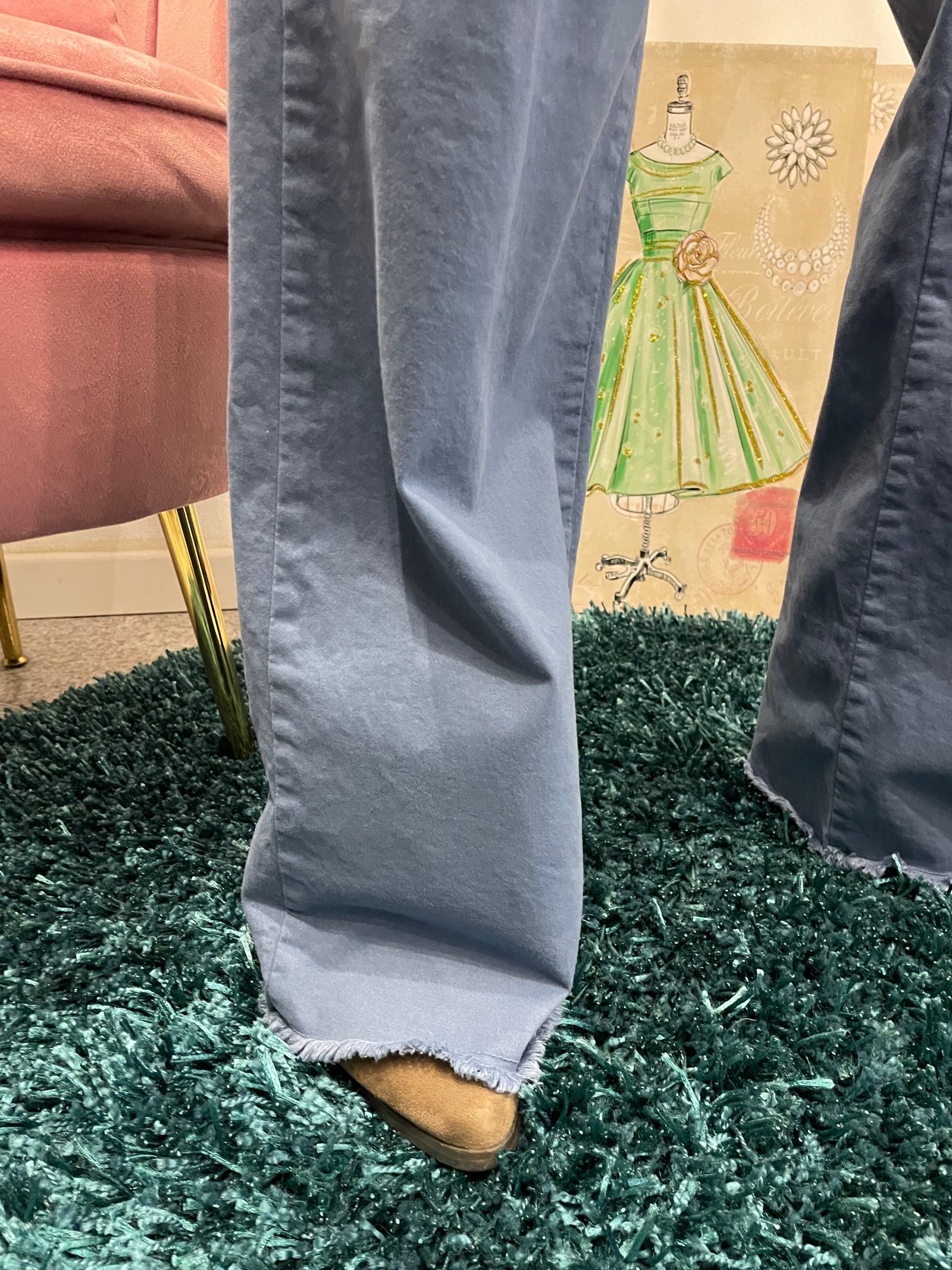 Jeans wide leg frange