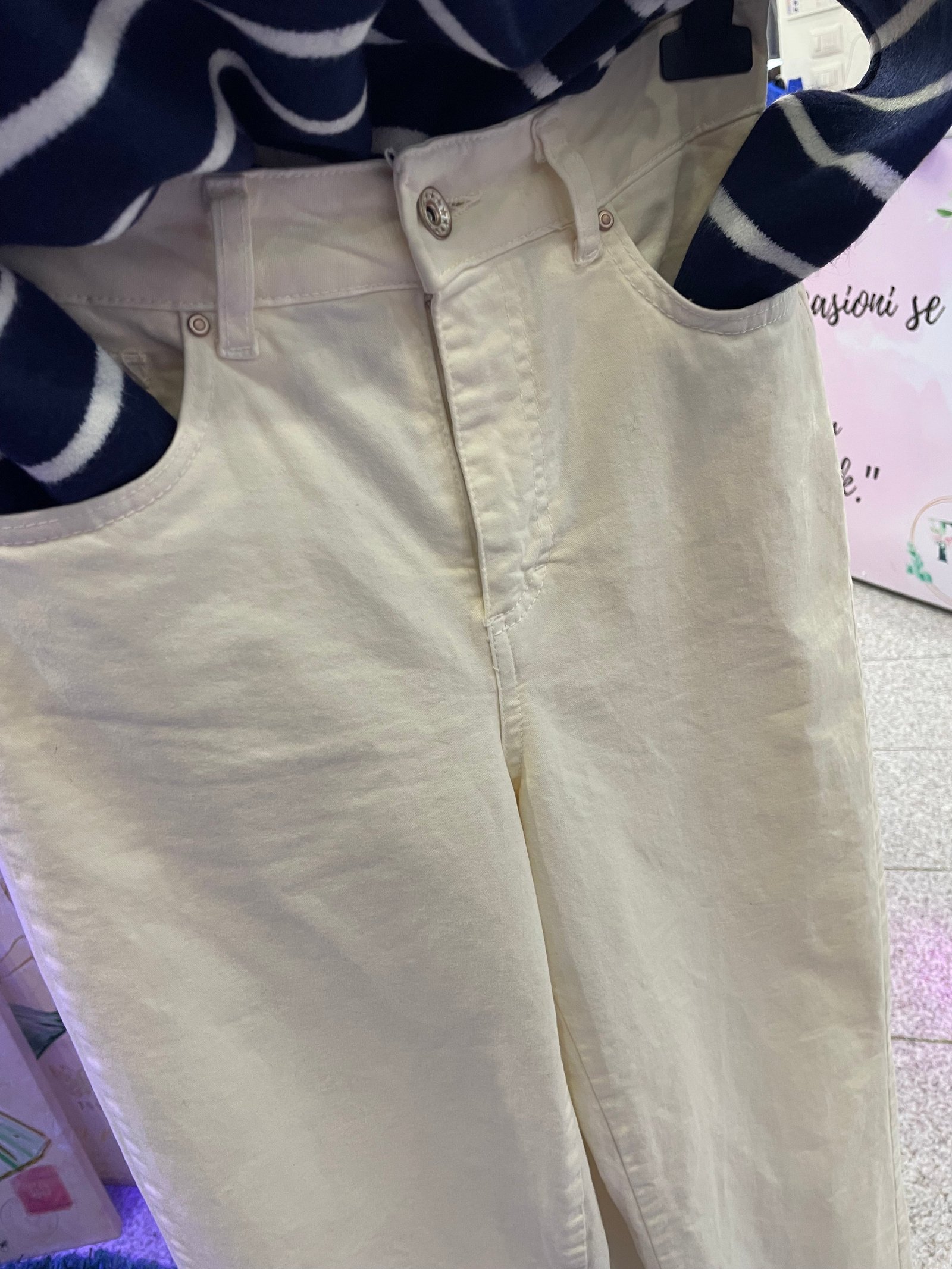 JEANS WIDE LEG PANNA CON FRANGE