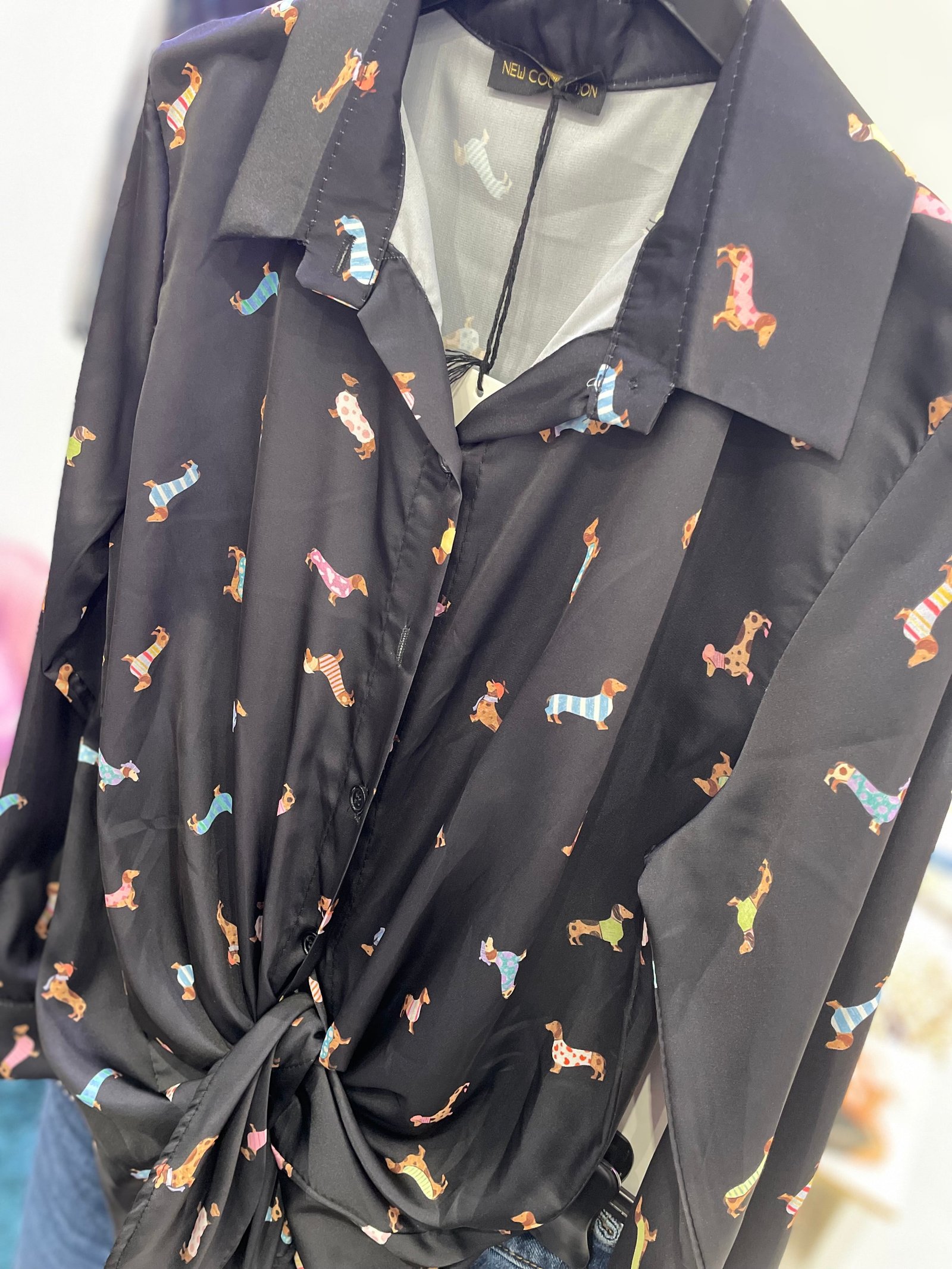 Camicia in Raso Microfantasia nera