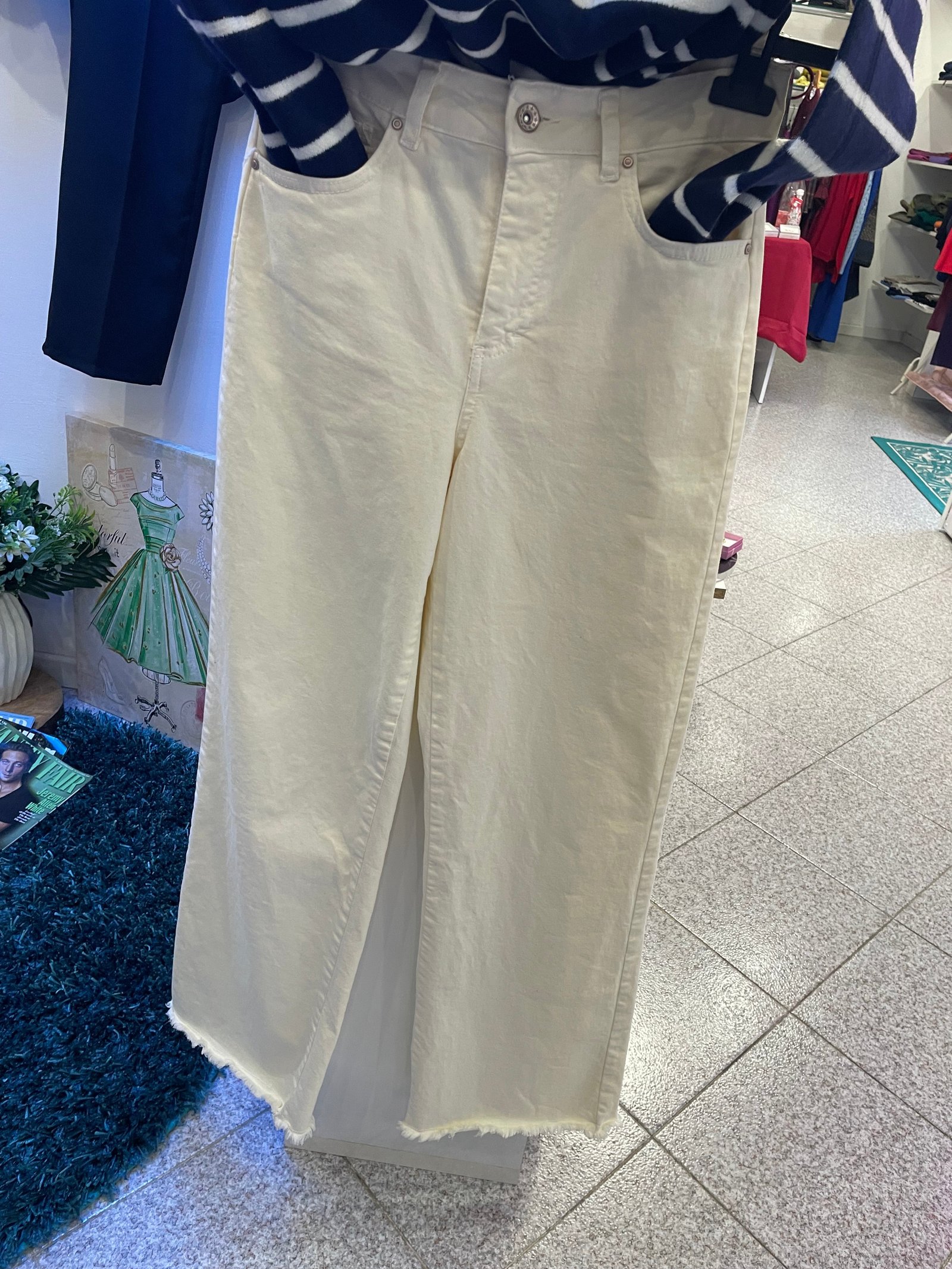 JEANS WIDE LEG PANNA CON FRANGE