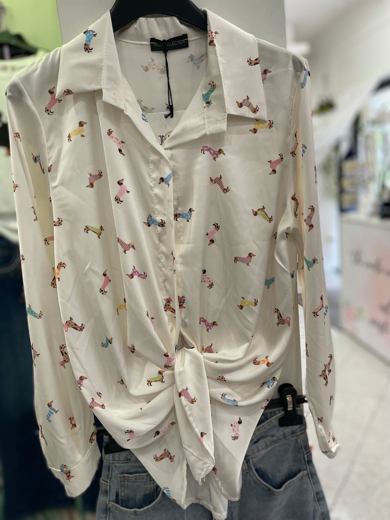 Camicia in Raso Microfantasia bianca