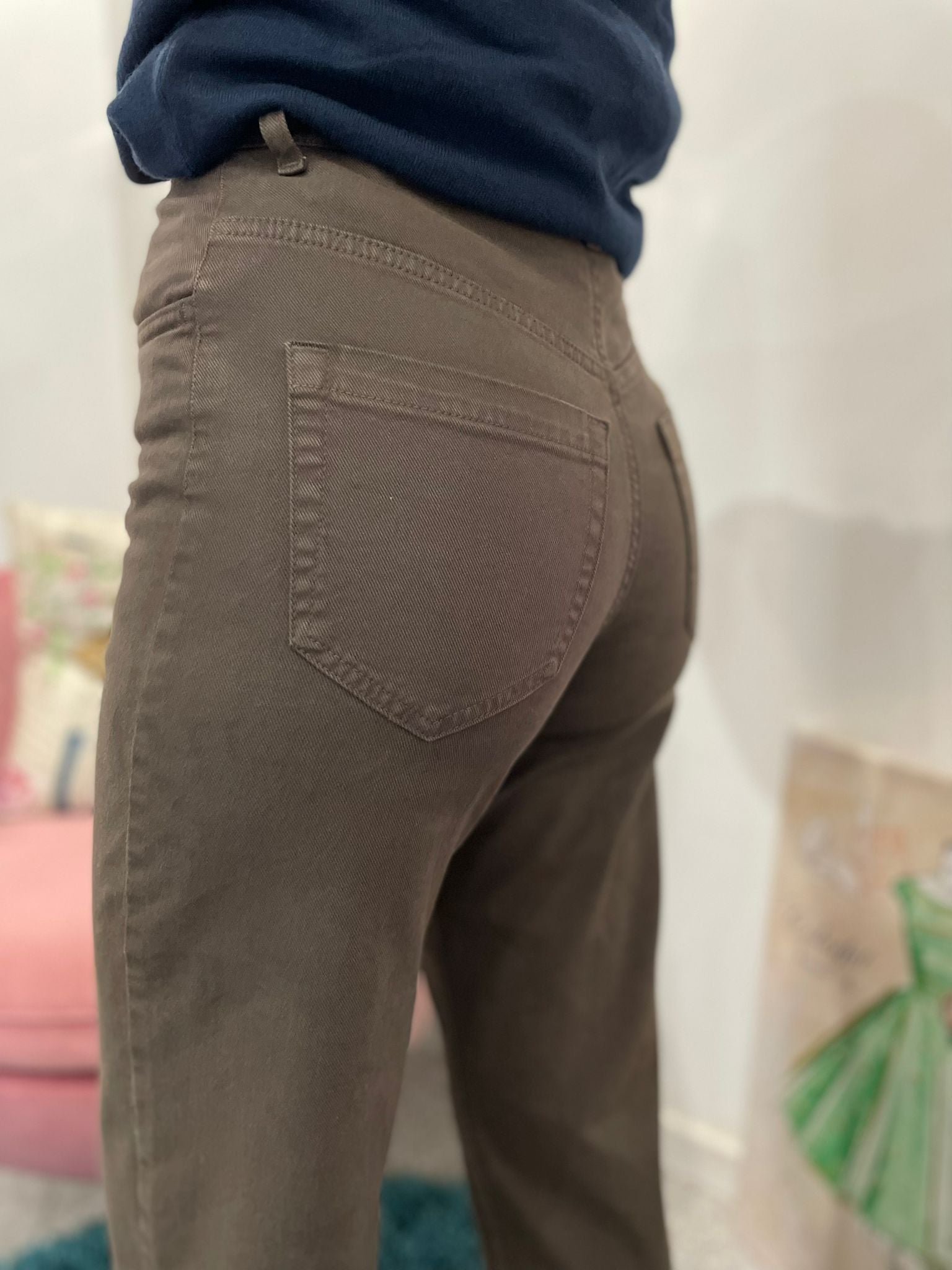 Jeans Mom Fit vita alta-marrone moro
